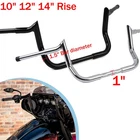 Black Chrome 10" 12" 14" For Harley Street Electra Glide Meathook Bars Handlebar