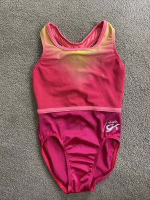 Girls GK Jade Size CM Pink & Yellow Ombré Gymnastics Leotard See Description  - Image 1 of 4