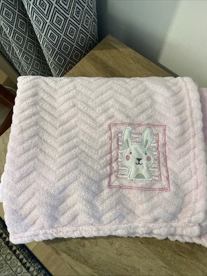 Pure Baby rosa Fleecedecke mit weißem Hasenmotiv TJM Home Schnäppchen 25203