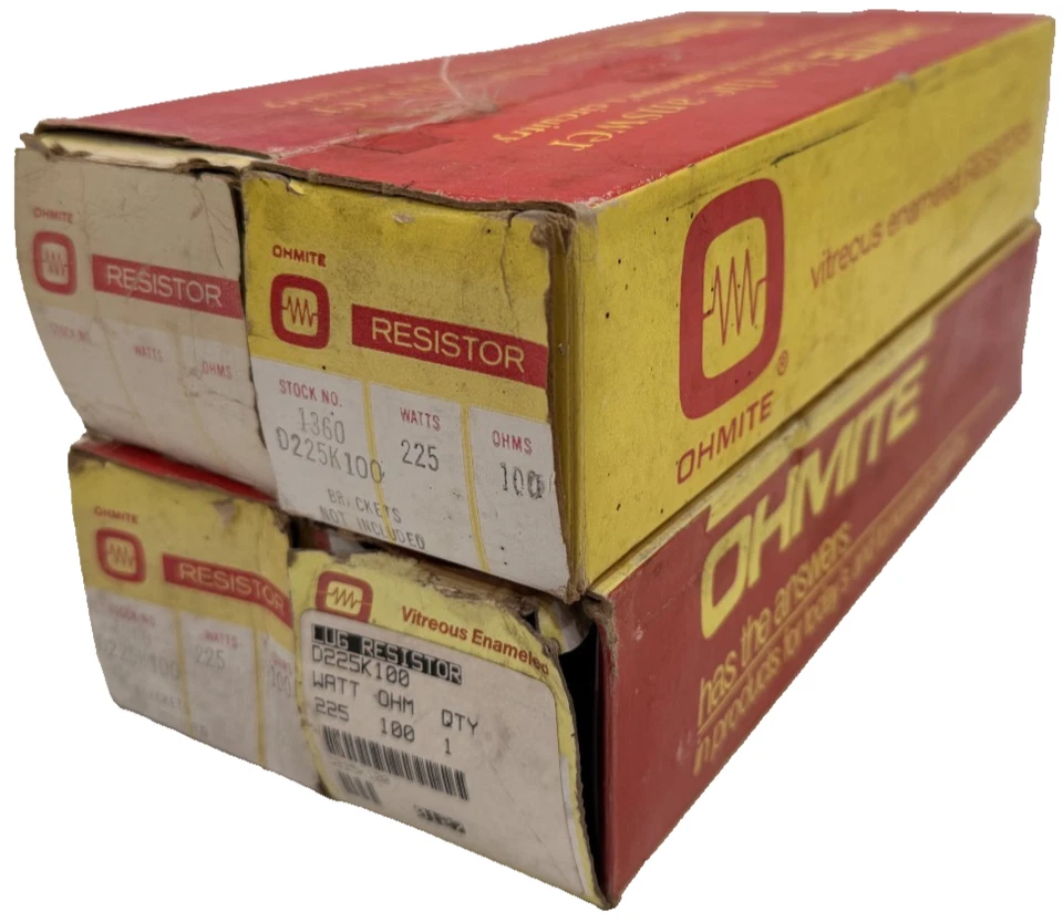 SET BESTEHEND AUS 4 NEUEN OHMITE D225K 100 WIDERSTÄNDEN 225W 100 OHM D225K100 - Bild 1 von 4