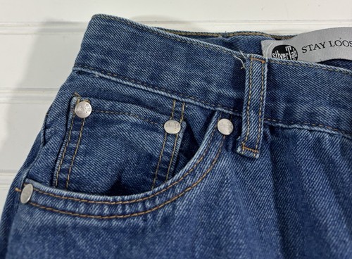 Levi’s Silver Tab Stay Loose Jeans Skater Boys Size 14 Waist 27 Medium Wash - Picture 9 of 21