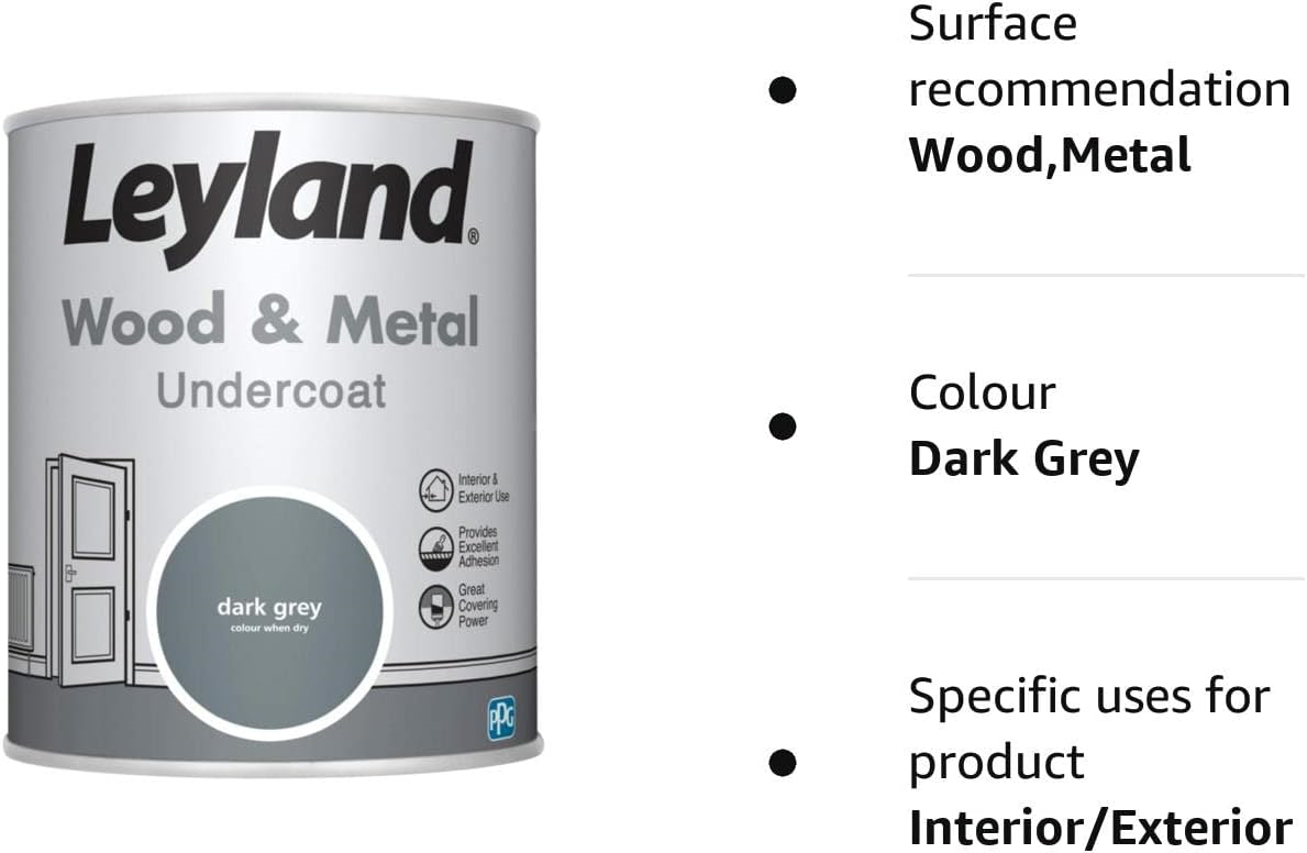 Leyland Wood & Metal Undercoat, Dark Grey, 750ml eBay