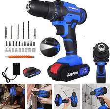 21-Volt Drill 2 Speed Electric Cordless Drill / Driver with Bits Set & Battery