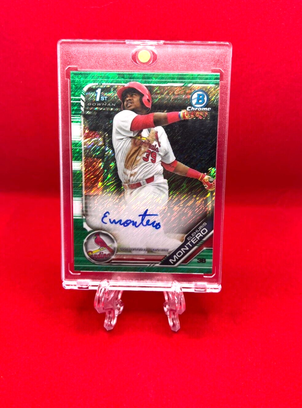 2019 Bowman Chrome Prospect Auto Green Refractor #CPA-EM Elehuris Montero /99