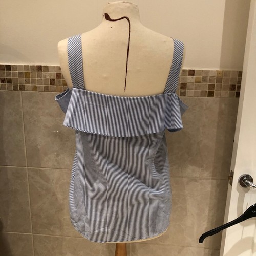 Uhlalaland Etsy Shop 100% Baumwolle schulterfrei blau gestreift Top Gr. Small - Bild 6 von 6