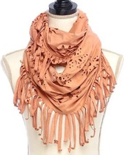 Spice 90% Polyester 10% Spandex Suede Laser Cut Infinity Scarf