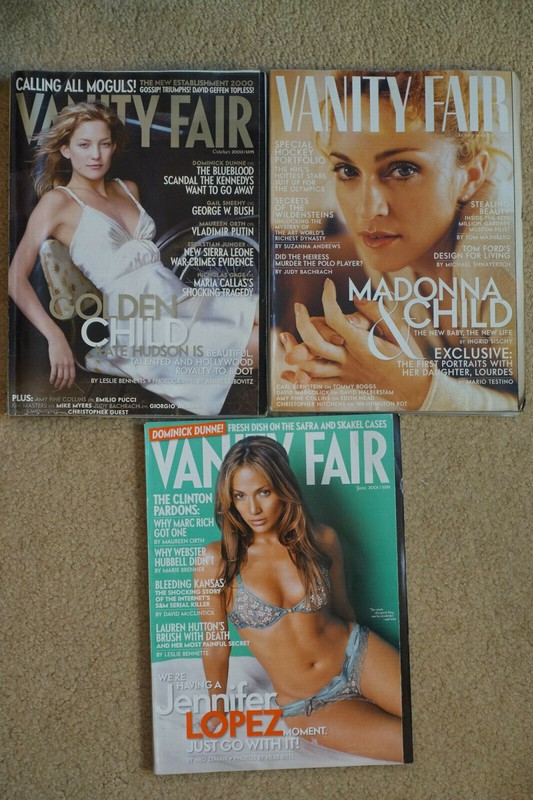 3 BACK ISSUES OF VANITY FAIR MAGAZINE (MADONNA, KATE HUDSON, JENNIFER LOPEZ)