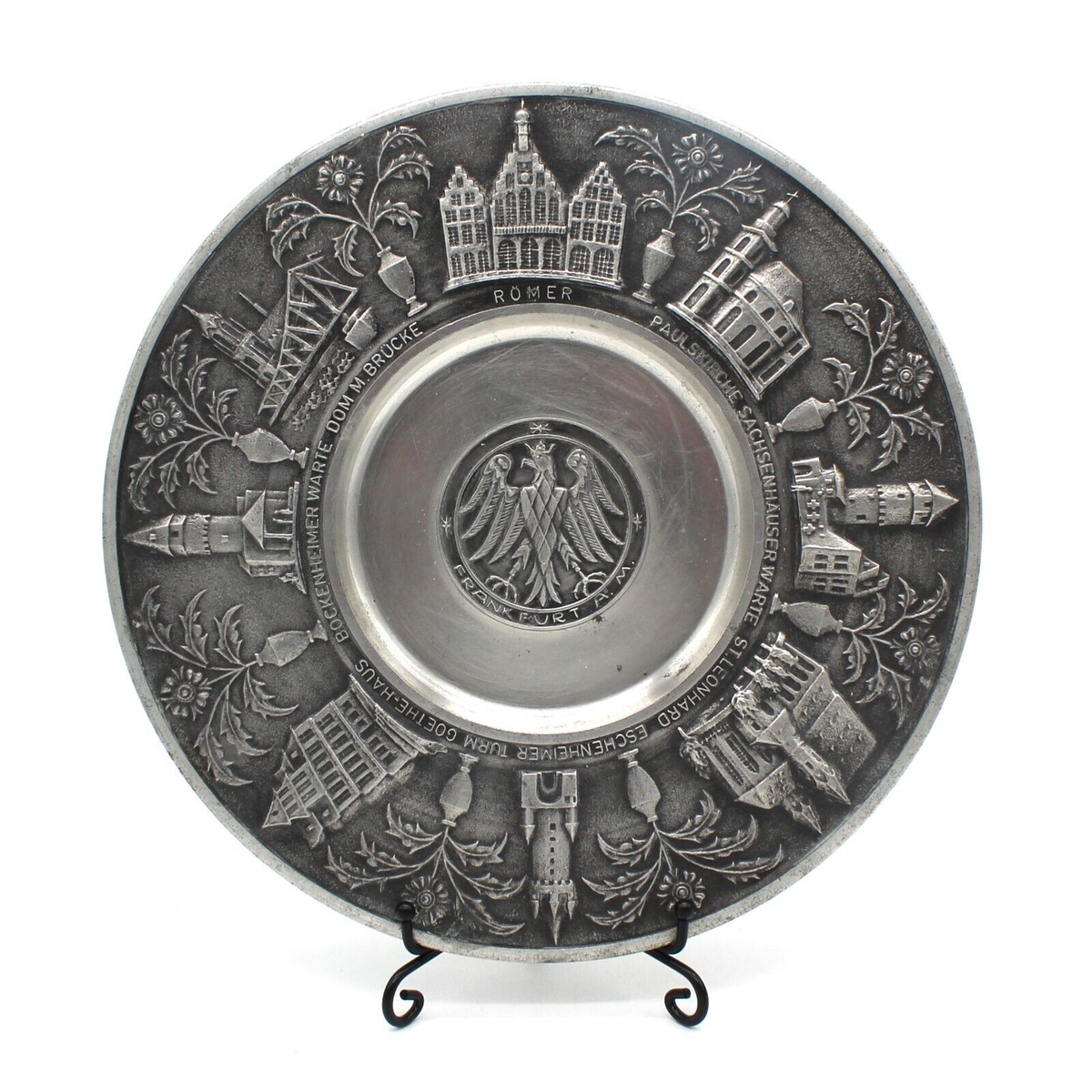 Vintage 1960's Frankfurt A. M. Pewter Plate for ASN, Germany