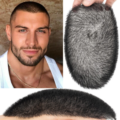 Mens Human Hair Toupee Ultra Thin Skin PU Hairpiece Wig Short Buzz Cut Topper US