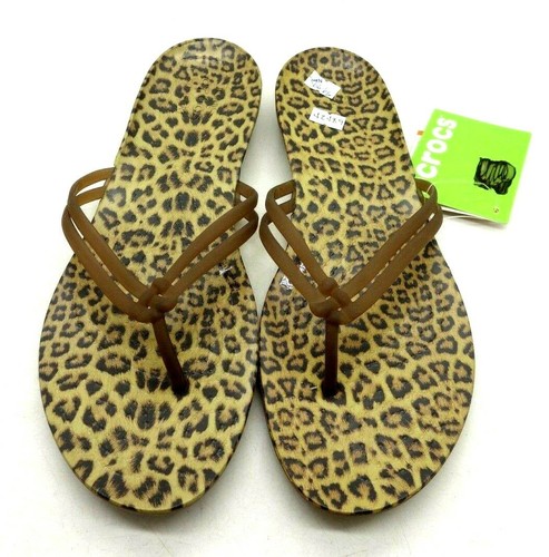 crocs flip flops leopard print