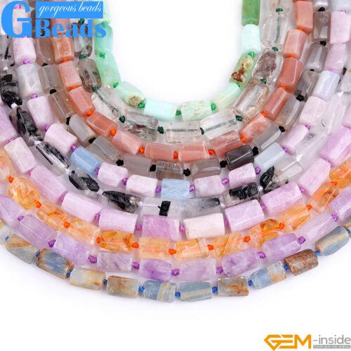 Natural Assorted Gemstone Faceted Tube Column Beads for Jewelry Making 8x12mm - Picture 2 of 192