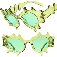 Irregular Spiky Starburst Geometric Design Green Novelty Sunglasses