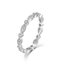 Ladies Solid 925 Sterling Silver Brilliant Cut White Sapphire Full Eternity Ring