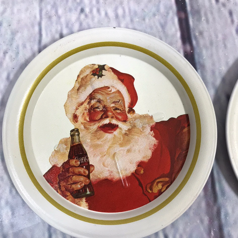 5 Vintage Metal Coasters Santa Claus Coca-Cola Soda Drink Advertising - 3.5" - Image 2 of 4