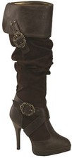 Caribbean 216 Women's Brown Pirate Boot Faux Leather Straps Ellie Shoes