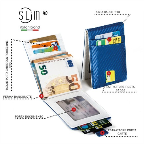 Portafoglio Uomo SLim ® Porta Carte Credito Portatessere Rfid Sottile Fermasoldi - Imagen 29 de 35
