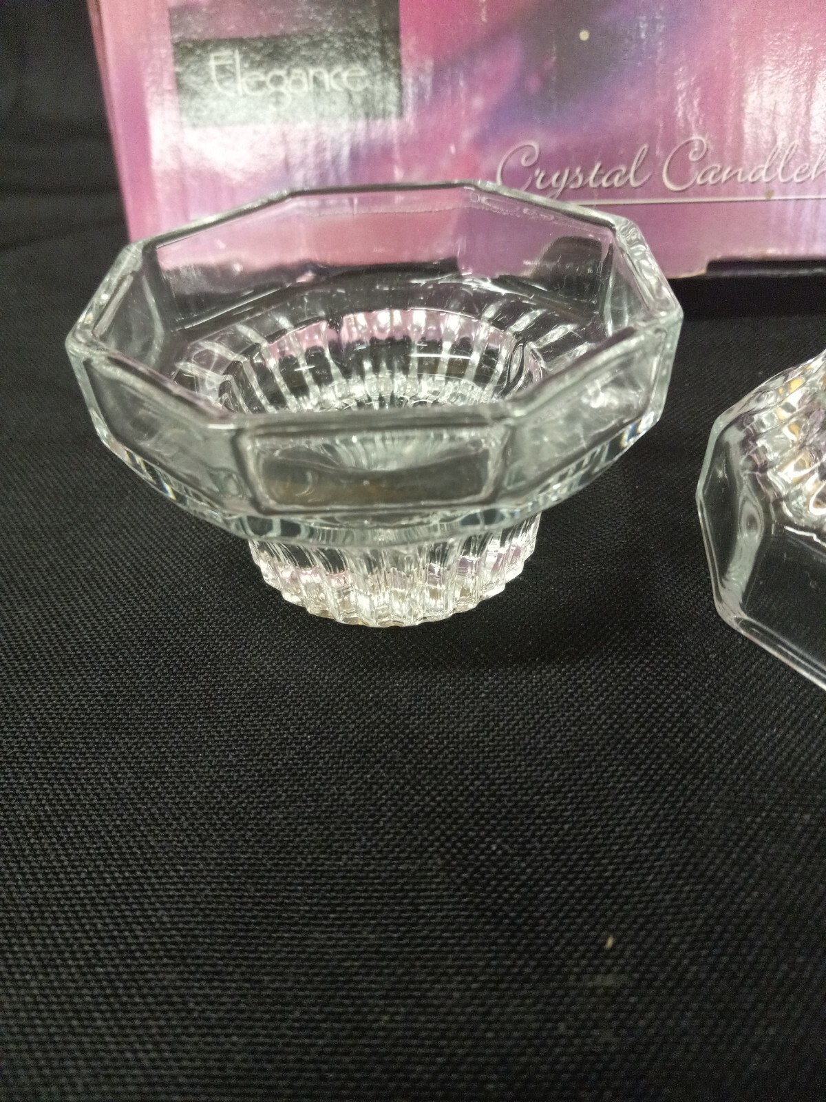 Elegance Crystal Candle Holder Clear Set of 2 NIB 2.5 Inches Diameter