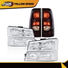 Fit For 2003-2006 Silverado Chrome Clear Corner Headlights Lamps Tail Lights