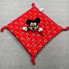 Disney Baby Mickey Mouse Red Polka Dot Security Blanket Lovey With Binkie Strap