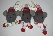 NEW Target Wondershop Set of 3 Felt Winter Woodland Grey Mice Holiday Ornaments