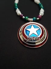 Capt America Red, white, purple and blue 25 inch necklace HANDMADE USA 