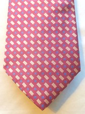 TOMMY HILFIGER BLUSH BLUE CREAM ABSTRACT FOULARD DESIGN SILK TIE / NECKWEAR USA