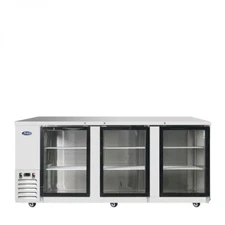 Atosa MBB90GGR 90" 3 Glass Doors Back Bar Beer Cooler Stainless Free Lift Gate
