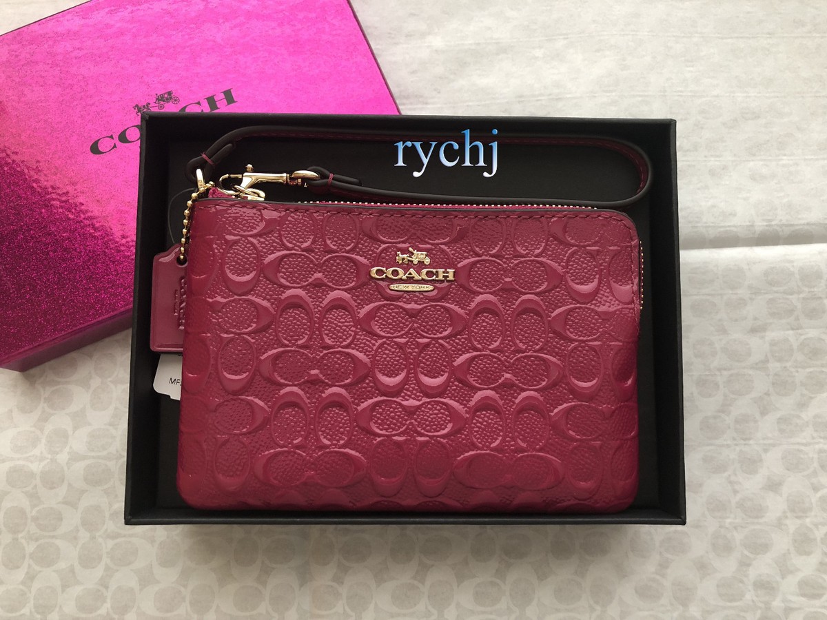 NWT COACH SIGNATURE DEBOSSED PATENT LEATHER CORNER ZIP  display picture 1