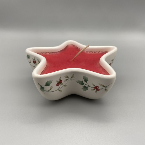 Pfaltzgraff Winterberry Star Votive Candle Christmas Holly Red White Green 5” - Picture 4 of 9