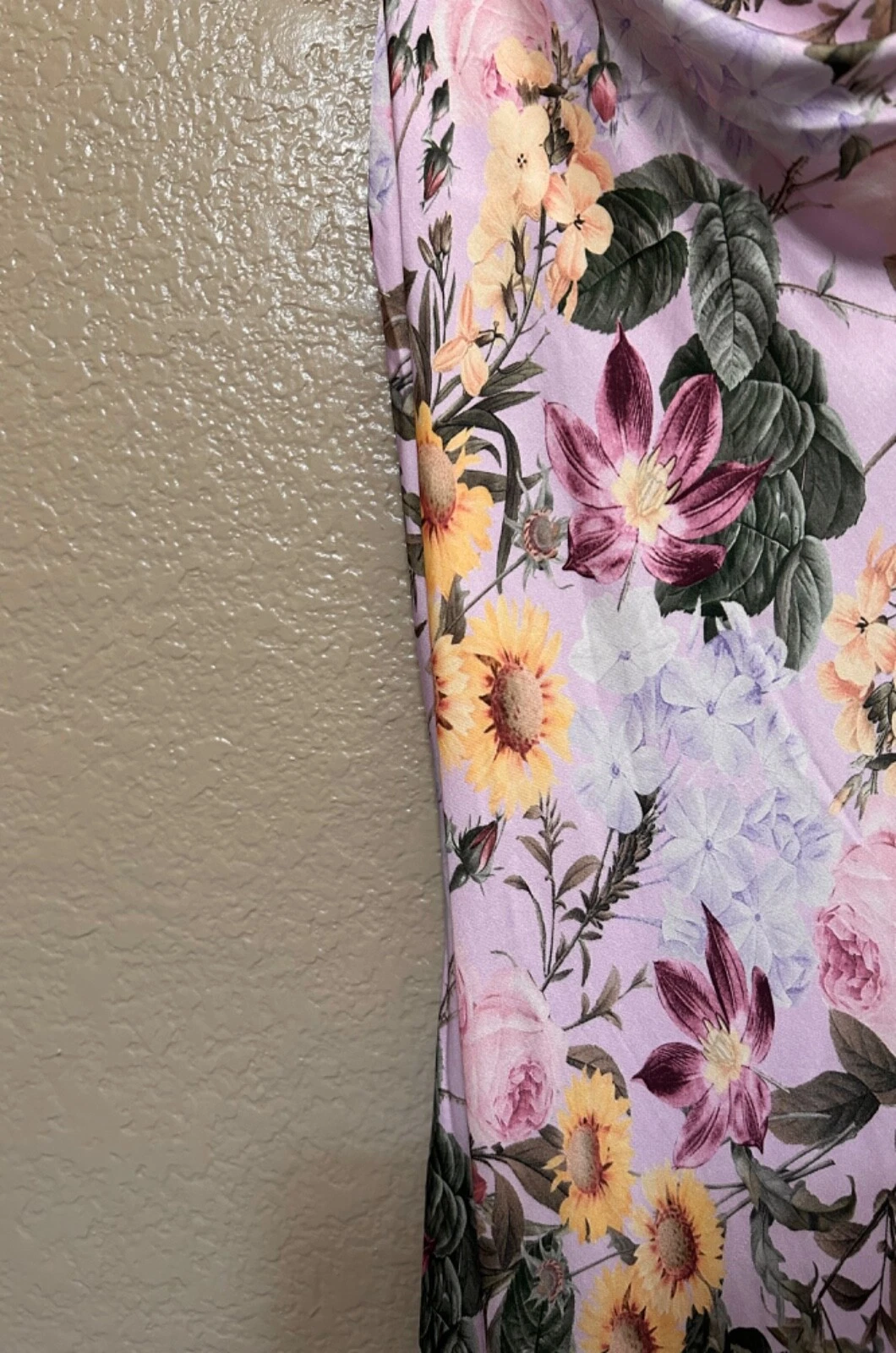 VALENTINO Abito estivo SAIPH rosa lavanda floreale in raso nuovo donna taglia L