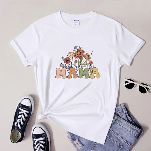 Retro Floral Mama T-Shirt Cute Mother's Day Gift, Color Options - 第 8/122 張圖片