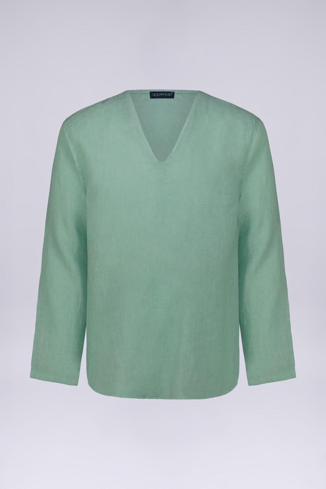 1stAmerican Camicia Uomo 100% Lino Collo a V Senza Bottoni Leggera Traspirante