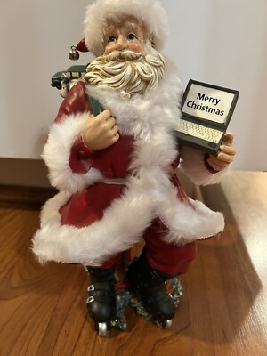 1990 s Santa Clause Ceramic With Roller Skates Super Clean.