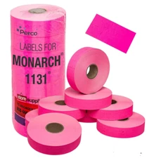 Fluorescent Pink Pricing Labels for Monarch 1131 Price Gun - 1 Sleeve, 8 Rolls..