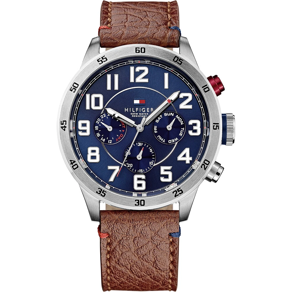 Tommy Hilfiger 1791066 Stainless Steel Watch with Brown Leather