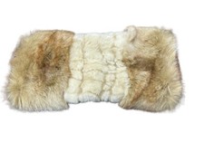 Brown Beige Faux Fur Hand Muff Warmer With Zipper And Interior Pocket New