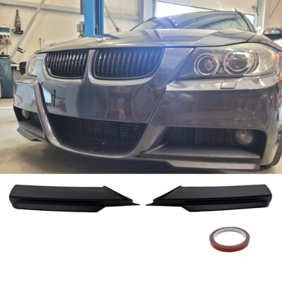 Set Flaps Splitter Spoiler Lippe Schwarz Matt für BMW 3er E90 E91 M-Paket 05-08