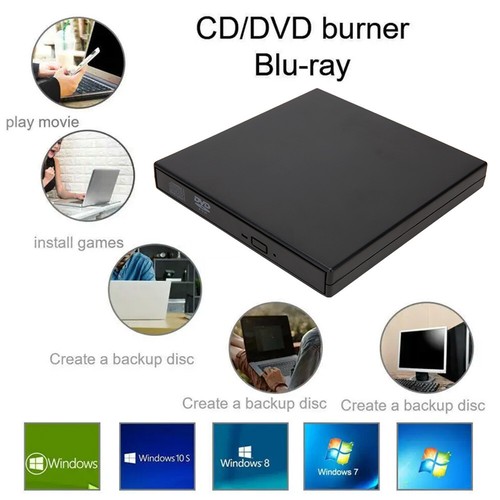 Portable USB External DVD Drive CD-ROM Writer Burner For Laptop Optical Reader - Picture 7 of 12