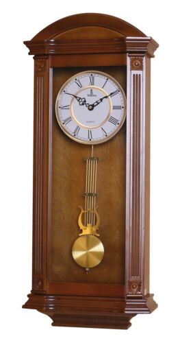 Large Wood Wall Pendulum Clock - Elegant & Decorative - 27.25x11.25 inch - Quiet