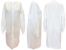 White Disposable Lab Coat Knit Cuffs  Collar, No Pocket,20pcs, S/M/L/XL-4XL