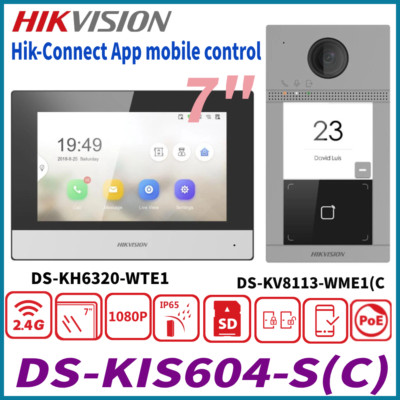 Hikvision IP Video Intercom Kit DS-KV8113-WME1(C) DS-KH6320-WTE PoE WiFi App