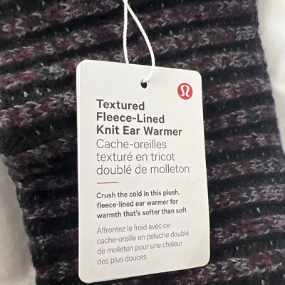 NWT Lululemon textured fleece lined ear warmers BLACK/GREY Lululemon Womens Textured Fleece-Lined Knit Ear Warmer  main image 3