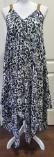 Handcrafted Ladies Sleeveless Summer Dress - Loose Fit - Black/White - Chest 42"