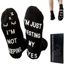 Funny Socks - I'm Not Sleeping I'm Just Resting My Eyes Large Dad, Mom Gift