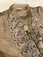 Cotton Ginny Organza and Silk Top with Embellishments with Wide Leg Embroidered