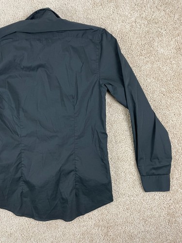 Kenneth Cole Reaction Button Up Shirt Mens Size 15 Stretch Slim Fit Collar Black - Picture 6 of 12