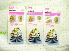 Scunci Bendini Clip Hair Comb Set of 3 Acrylic Flowers Slide And Snap New