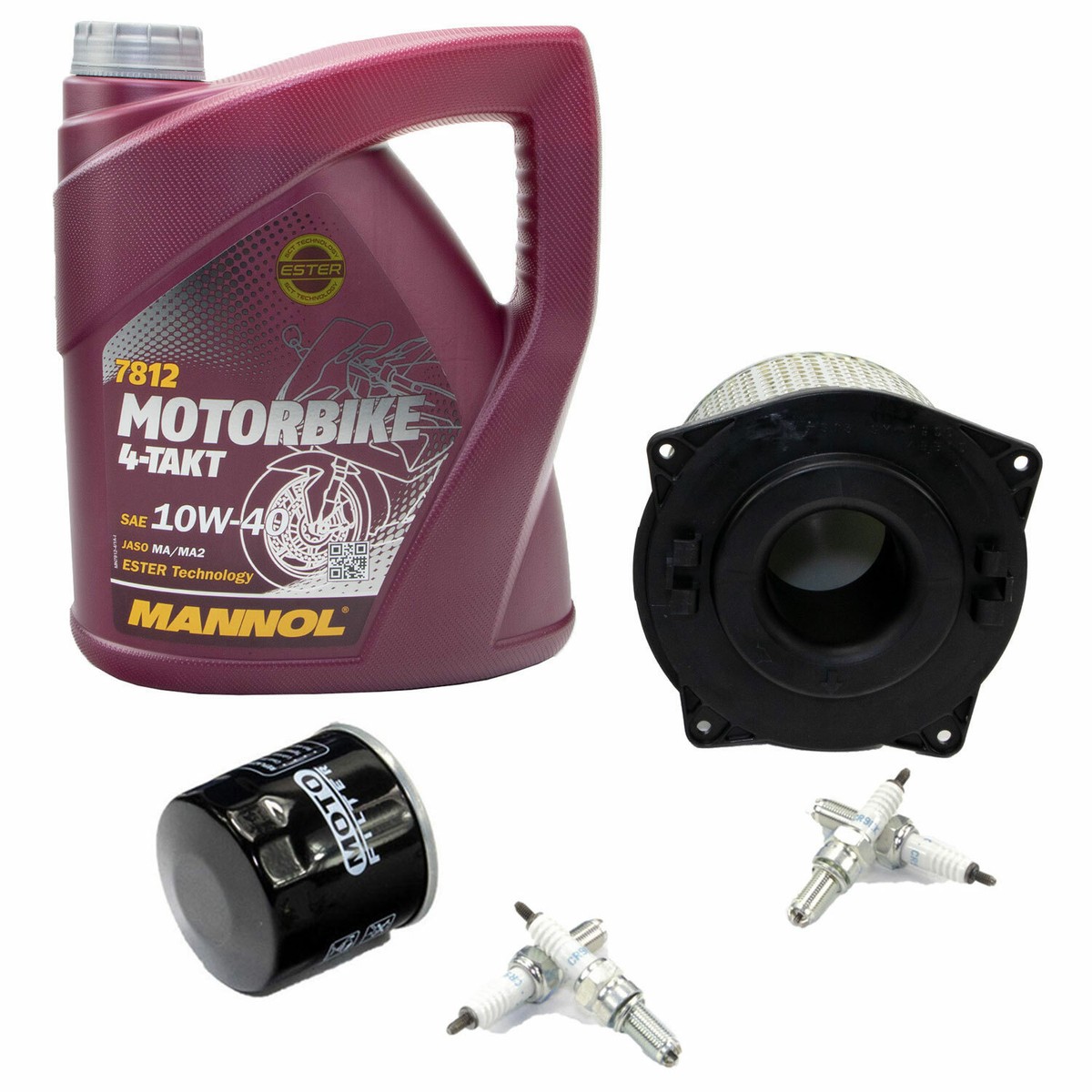 Motorrad-Wartungspaket Für Suzuki GSX 600 F (1996-2001) – 4L 10W40 Öl, Ölfilter & 4x Zündkerzen