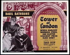TOWER OF LONDON 1939 Basil Rathbone, Boris Karloff, Vincent Price TRADE ADVERT