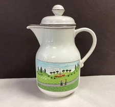 Villeroy and Boch ~  Design Naif ~ Coffee Pot with Lid ~ Boy and Girl Farm Scene